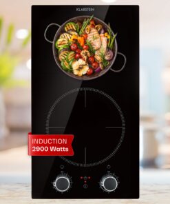 Klarstein Kochheld, indukciós főzőlap, 2900 W, 2 zóna, forgó szabályozók, üveg, fekete