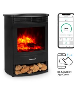 Klarstein Bormio S Smart, elektromos kandalló, 950/1800 W, termosztát, heti időzítő, fekete