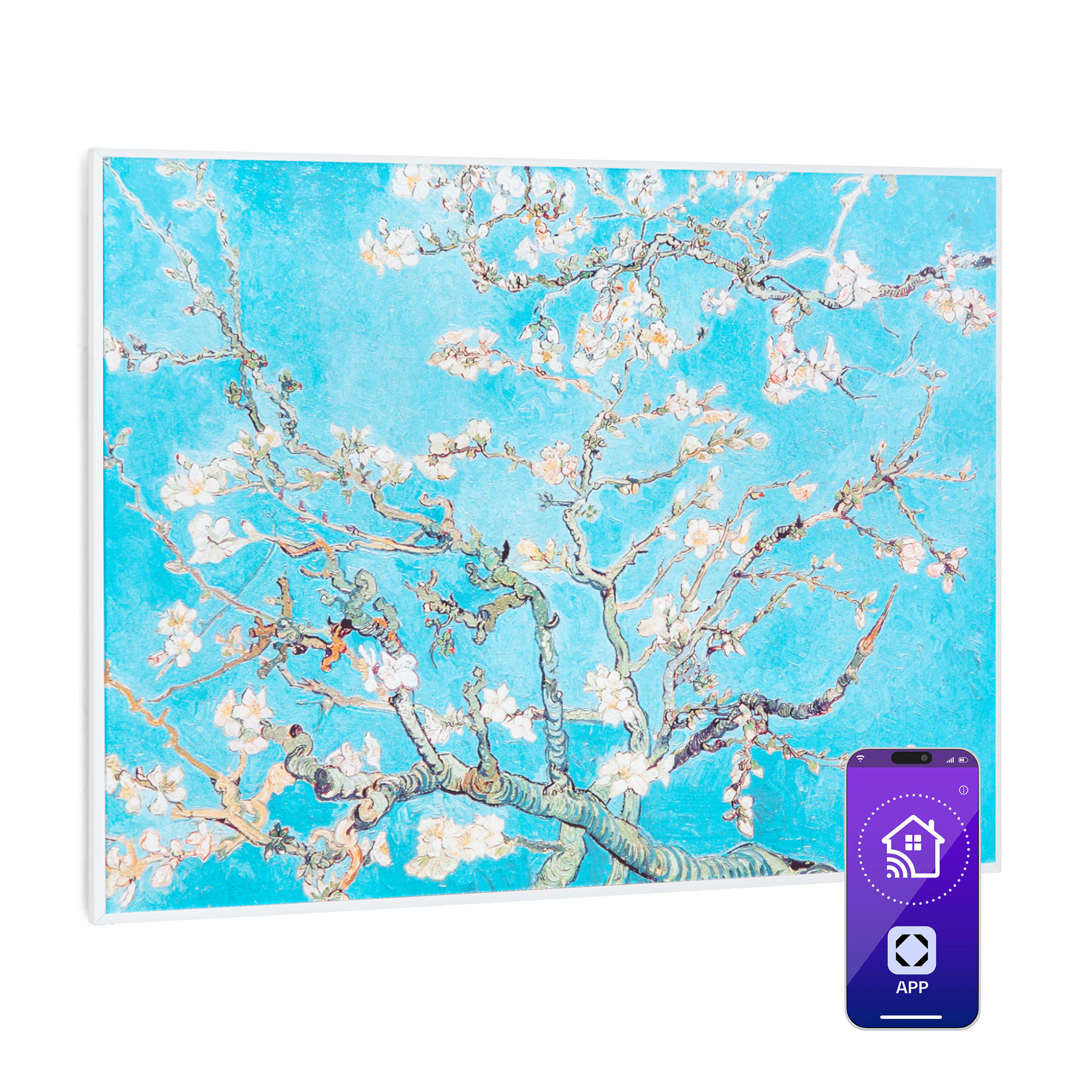 Klarstein Wonderwall Air Art Smart, infravörös hősugárzó, 80 x 60 cm, 500 W, virágok