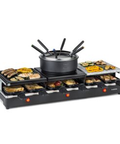 Klarstein Fonduelette XL, 3 az 1-ben raclette grill fonduevel, 1650 W, természetes kő, 12 személyre