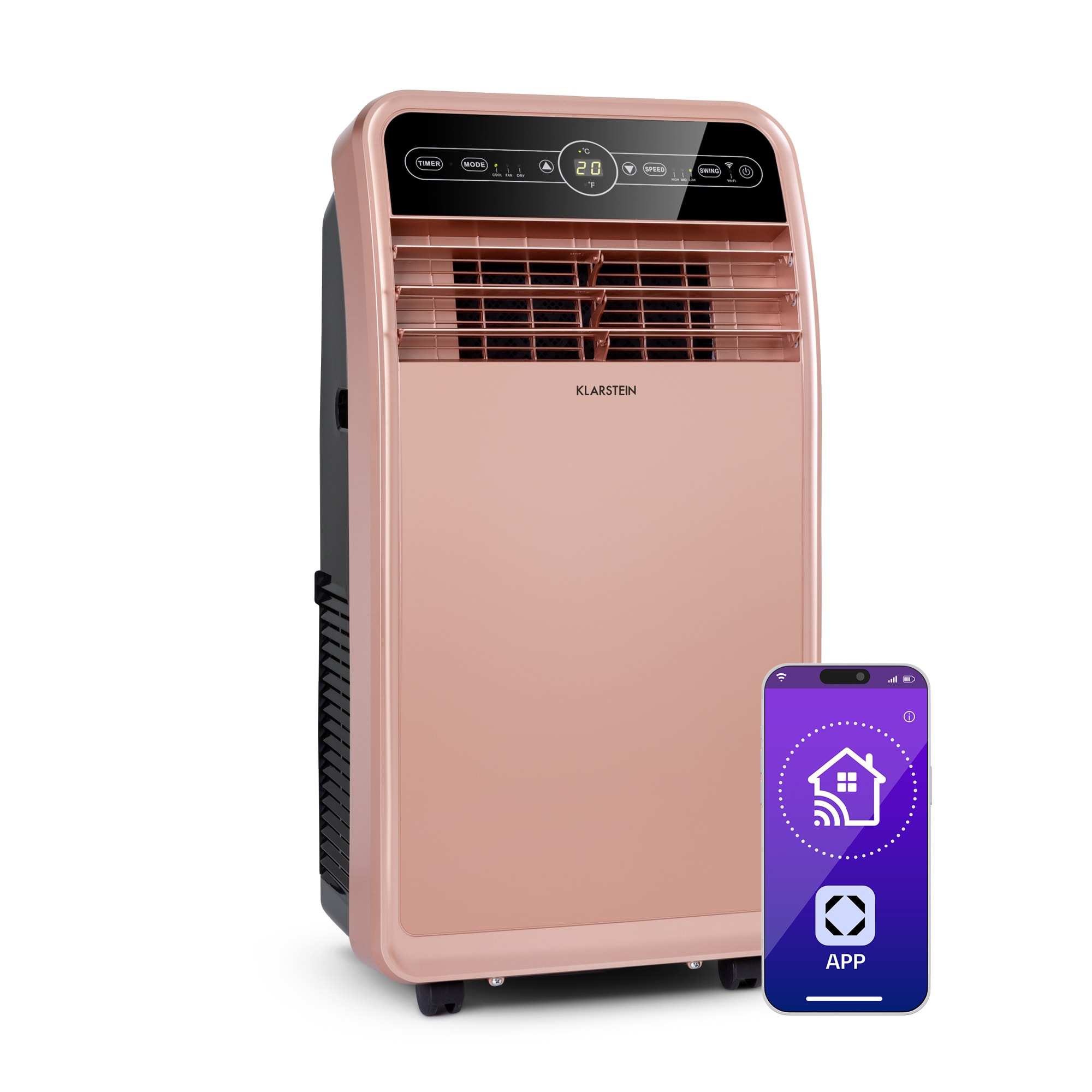 Klarstein Metrobreeze New York Smart 12k, mobil klíma, 12000 BTU/3,5 kW, A energiahatékonysági osztály, távirányító, rózsaszín-arany