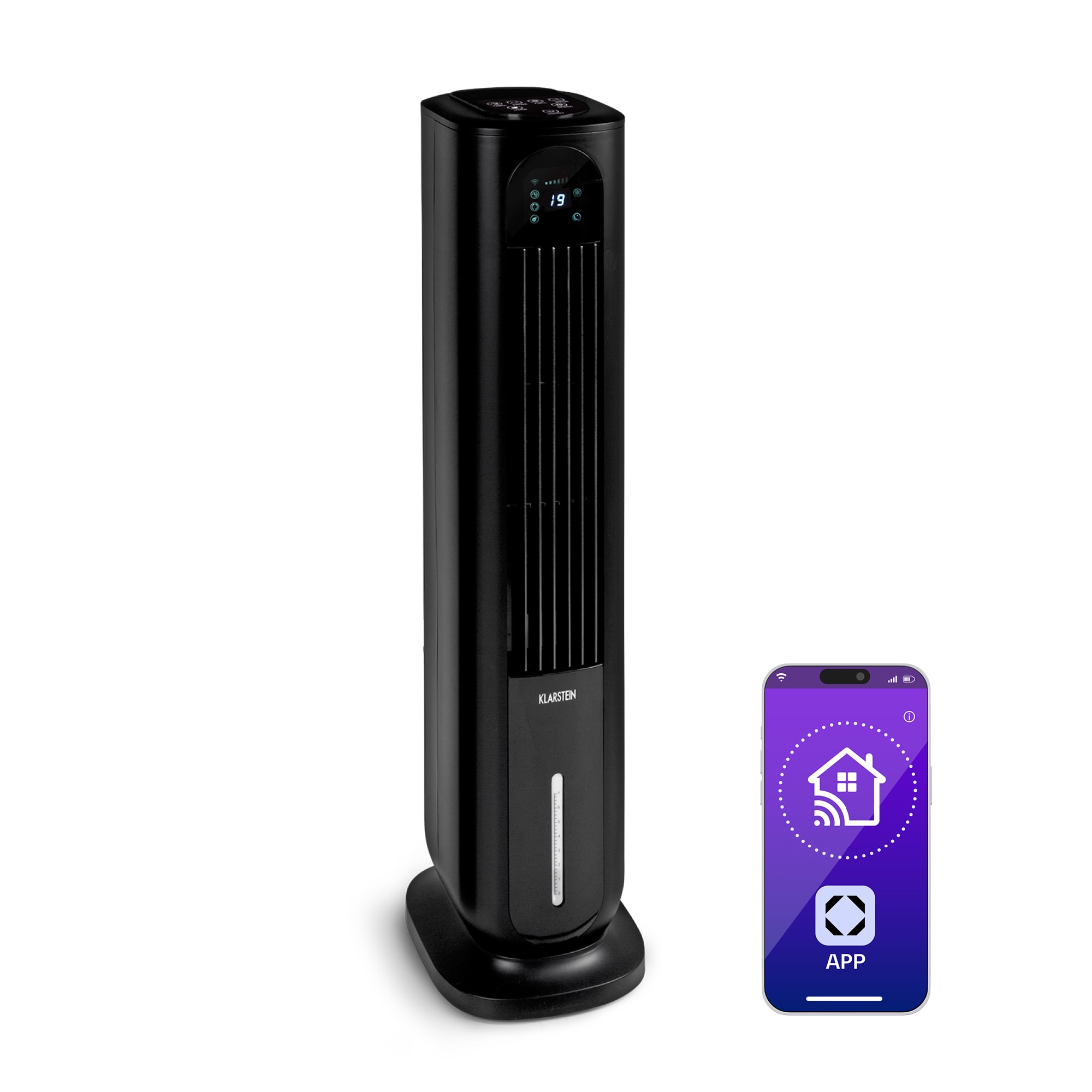 Klarstein Polar Tower Smart, ventilátor, léghűtő, 7L, 85W, távirányító, 5x hűtődoboz