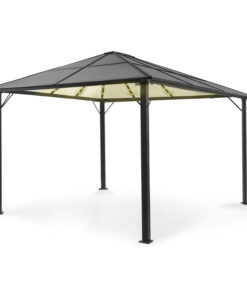 Blumfeldt Pantheon Solid Sky Ambient Solar, pavilon tetővel, 3 × 4 m, polikarbonát, alumínium, megvilágított
