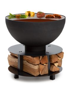 Blumfeldt Savage 2.0, kerek tűzrakóhely grillel, Ø 60 cm, stabil talpazat, hely fa részére