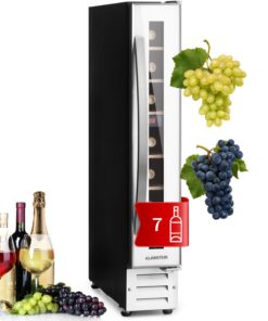 Klarstein Vinovilla 7 built-in Uno Quartz, beépített borhűtő, fehér üveg, rozsdamentes acél