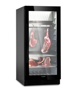 Klarstein Steakhouse Pro 233, Onyx, húsérlelő hűtőszekrény, 1 zóna, 233 liter, 1-25 °C, érintőképernyős kijelző, panoráma ablak
