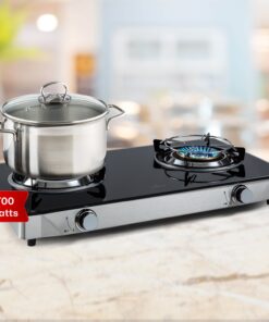 Klarstein Barzona 2, kemping tűzhely, 2 égő, 3,4 kW és 4,3 kW, üveglap és rozsdamentes acél fedlap