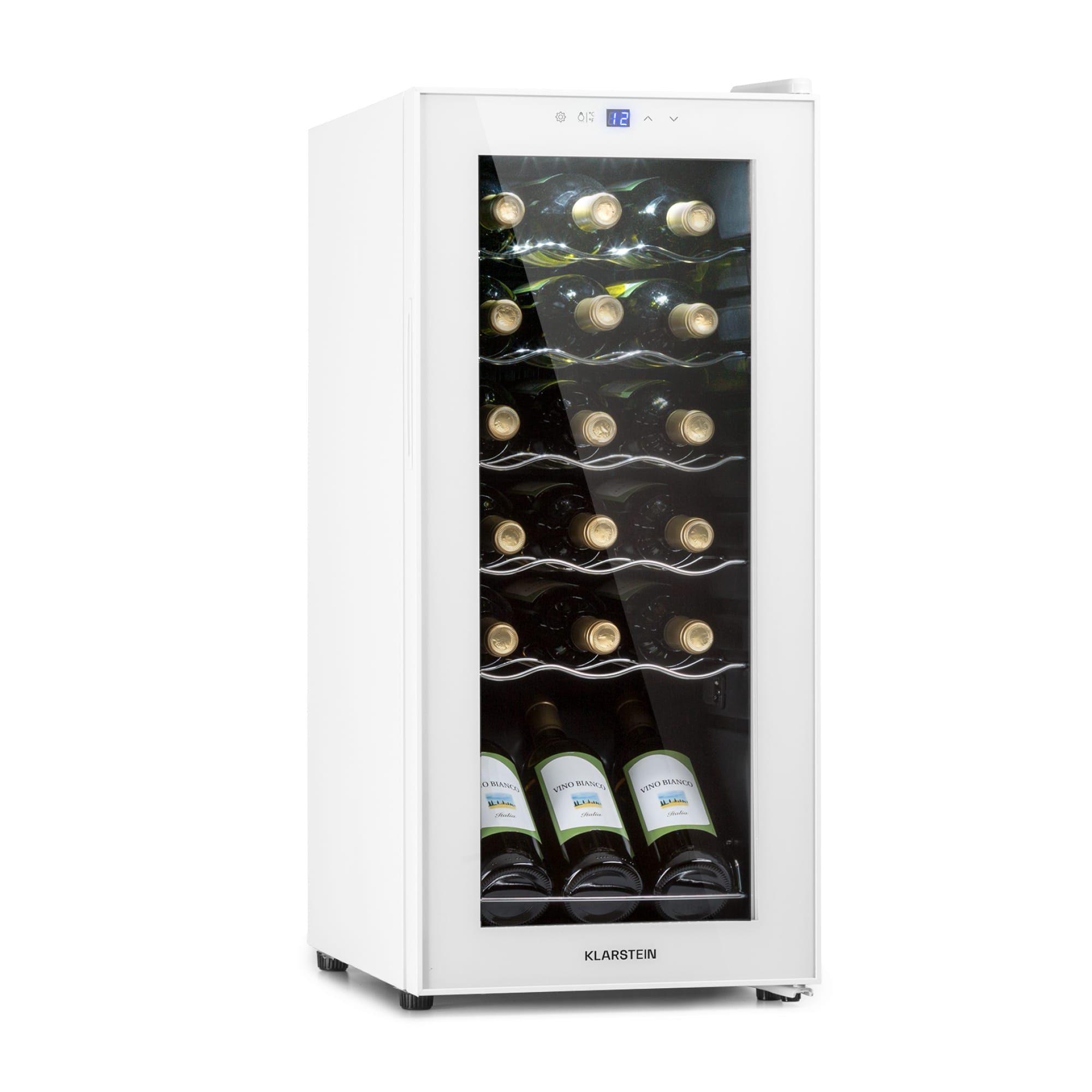 Klarstein Shiraz 18 Slim Uno, borhűtő, 50 l, 18 palack, 5-18°C, érintőképernyős kezelőpanel