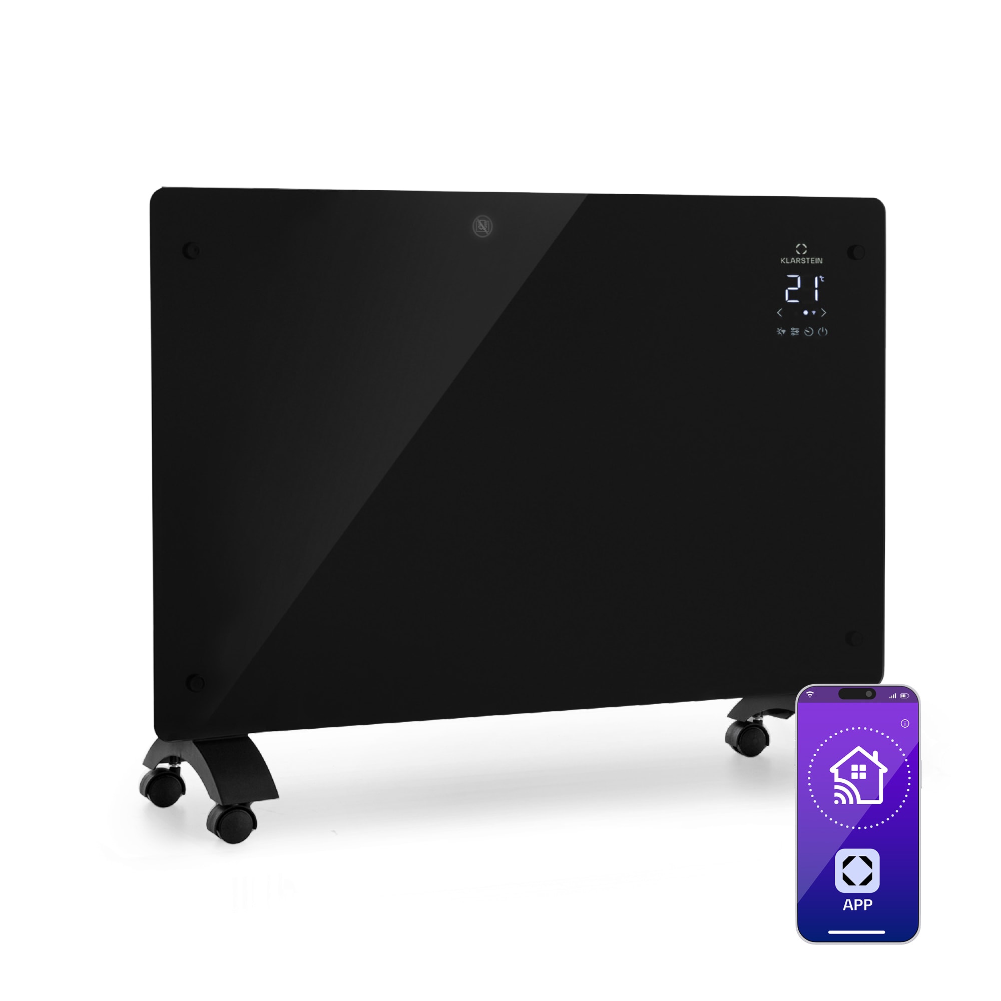 Klarstein Bansin Crystal Smart, konvektor, 1500 W, 5 - 50 °C, vezérlés applikáción keresztül