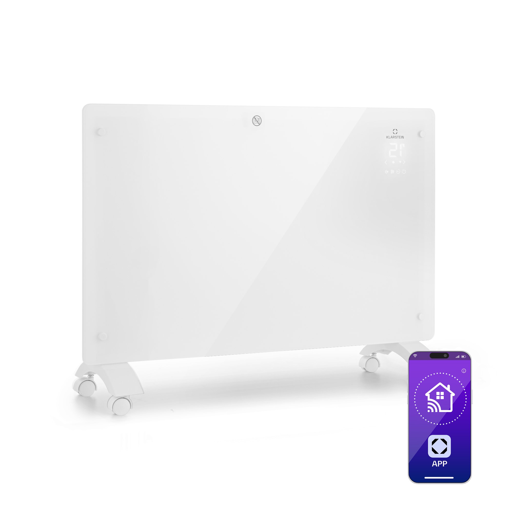 Klarstein Bansin Crystal Smart, konvektor, 1500 W, 5 - 50 °C, vezérlés applikáción keresztül