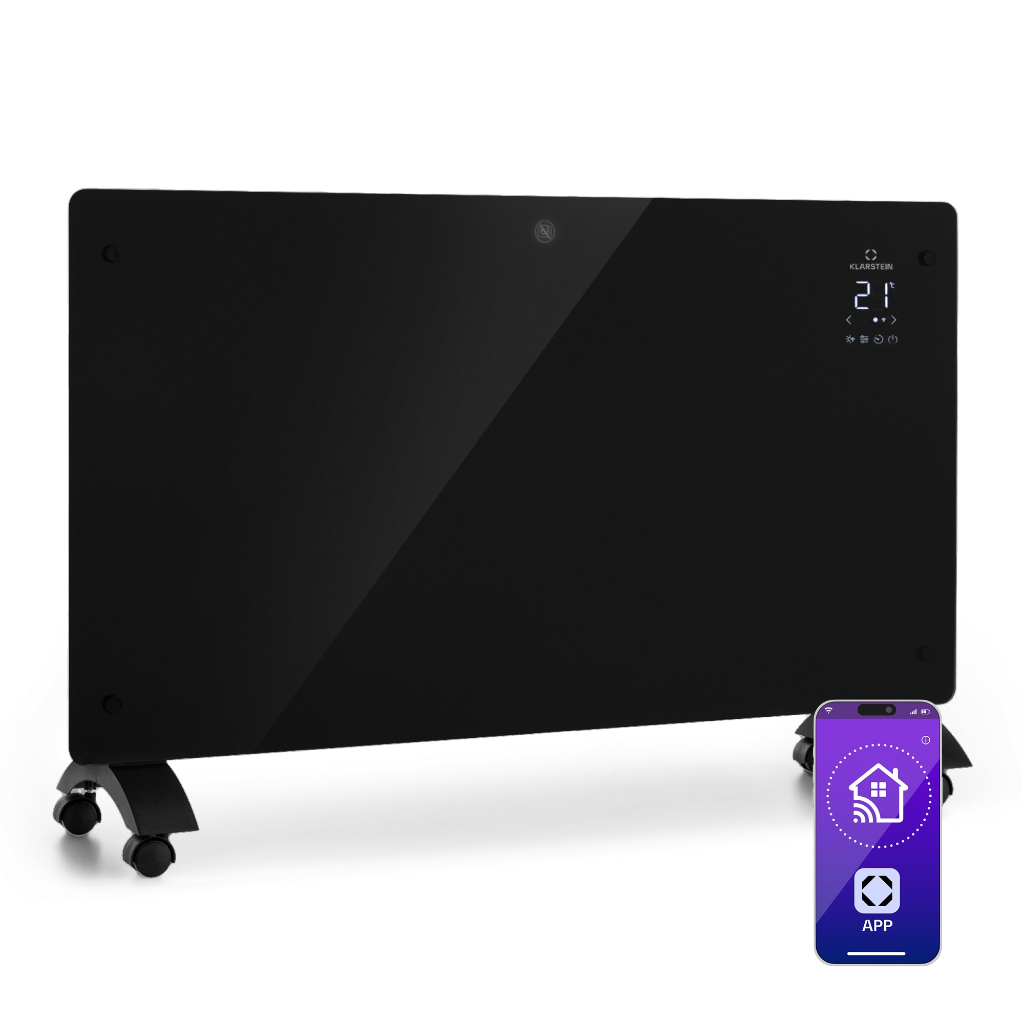 Klarstein Bansin Crystal Smart, konvektor, 2500 W, 5 - 50 °C, vezérlés applikáción keresztül