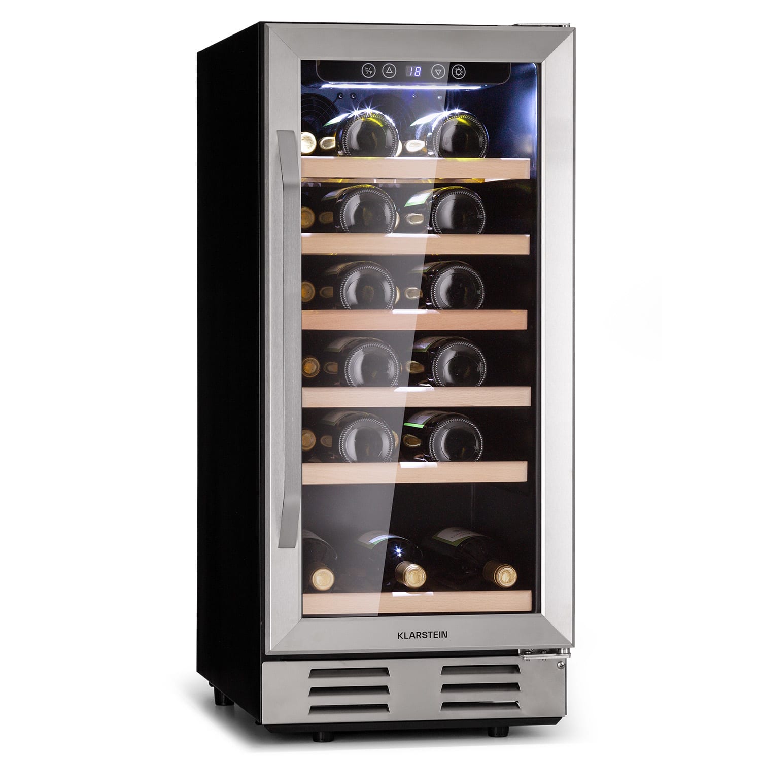 Klarstein Vinovilla 29 Built-In, beépíthető borhűtő, 81 liter, 29 palack, 1 zóna, üvegajtó, rozsdamentes acél