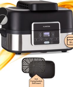 Klarstein Combo Air, forrólevegős fritőz grillel, 1500 W, 4,5 l grillkosár, 2,5 l sütőkosár, 5 program