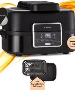 Klarstein Combo Air, forrólevegős fritőz grillel, 1500 W, 4,5 l grillkosár, 2,5 l sütőkosár, 5 program