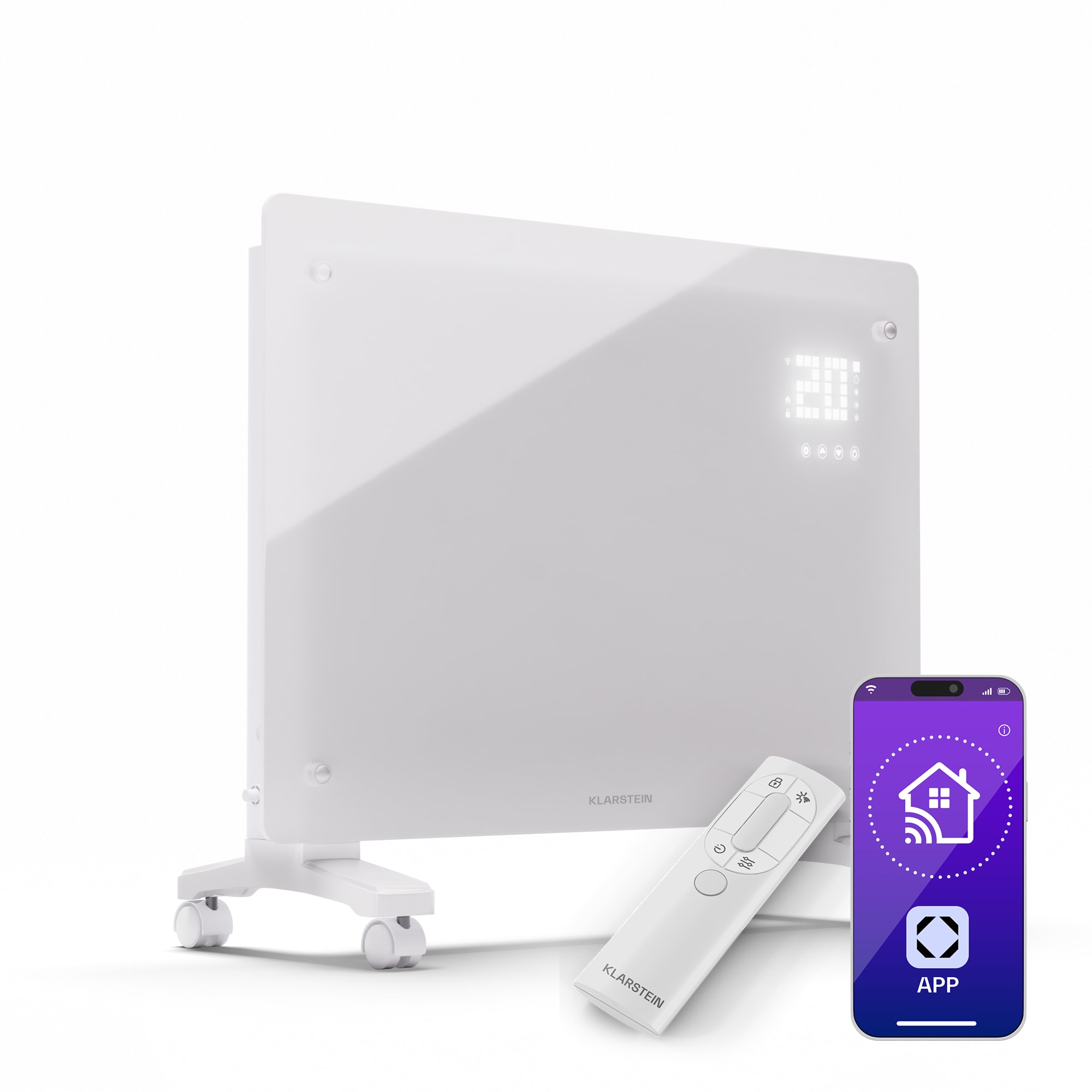 Klarstein Bornholm Smart 1500, konvektoros fűtőtest, 1500W, WiFi, LED, IP24