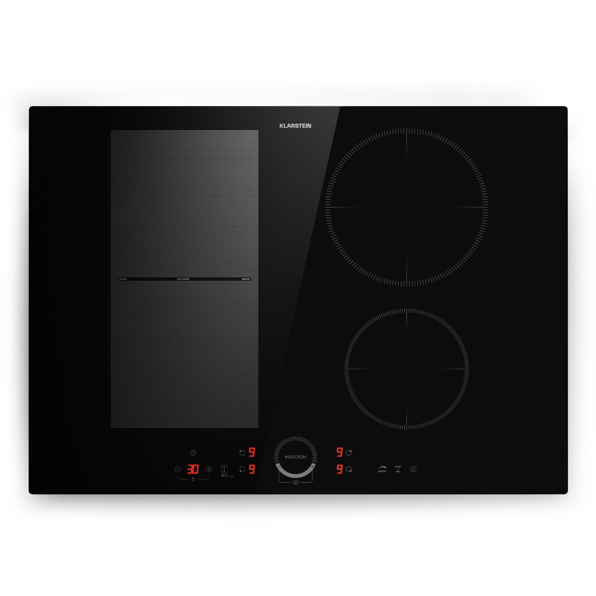 Klarstein Delicatessa 70 Hybrid, beépített indukciós főzőlap, 4 zóna, 7000 W, üvegkerámia
