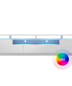 Blumfeldt Perth Lowboard, TV szekrény, LED, 3 polc, fehér, 195 x 33 x 50 cm, LED