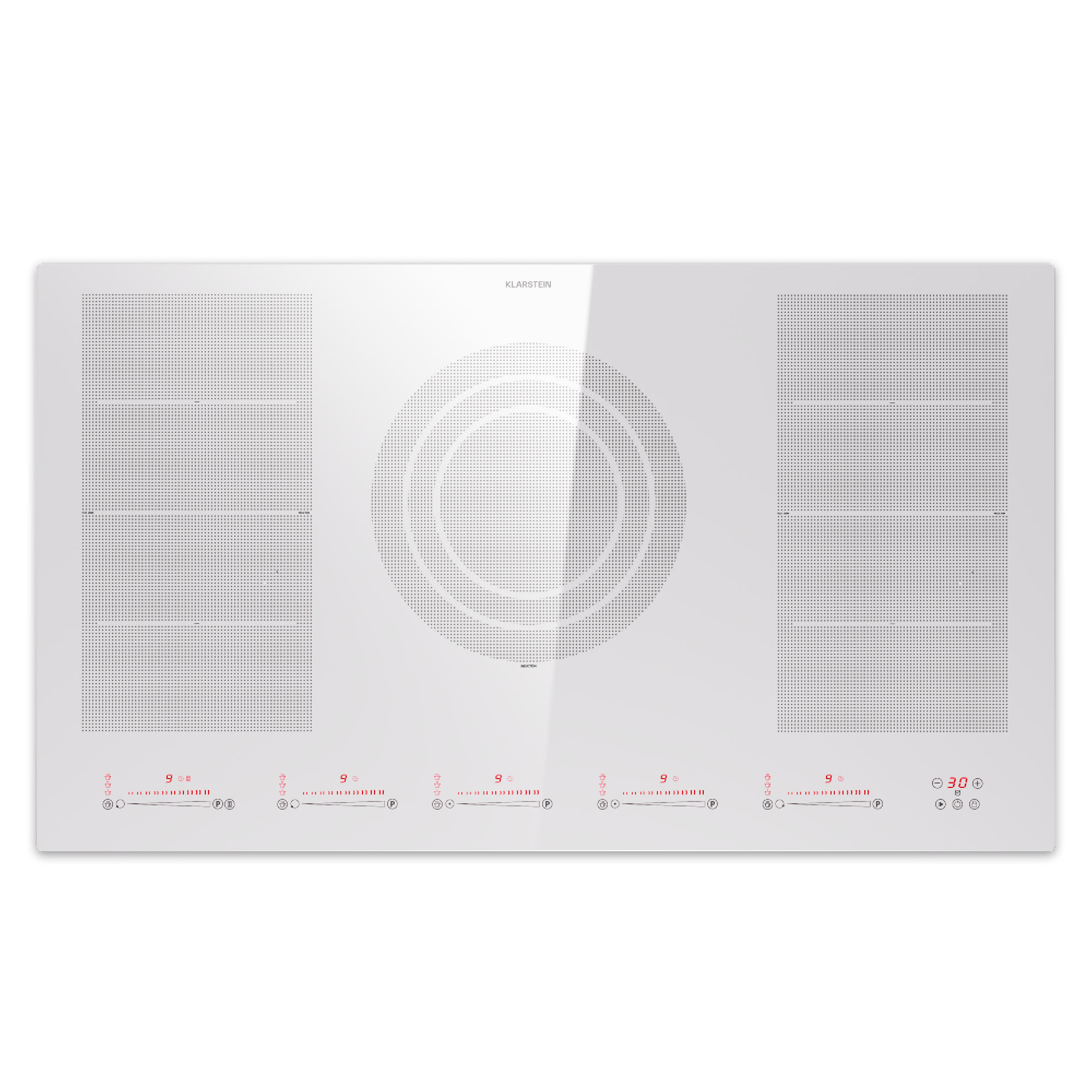 Klarstein Masterzone 90 Flex, indukciós főzőlap, max. 12 600 W, beépített, 5 zóna, 2 Flex zóna, ThermoBoost technológia, Smart Flex