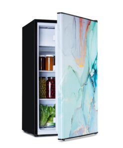 Klarstein CoolArt, kombinált hűtőszekrény, 79 liter, E energiahatékonysági osztály, 9 liter fagyasztó, formatervezett ajtó