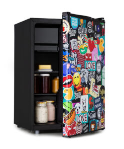 Klarstein Cool Vibe 70+, hűtőszekrény, 72 l, 2 polc, Stickerbomb stílus