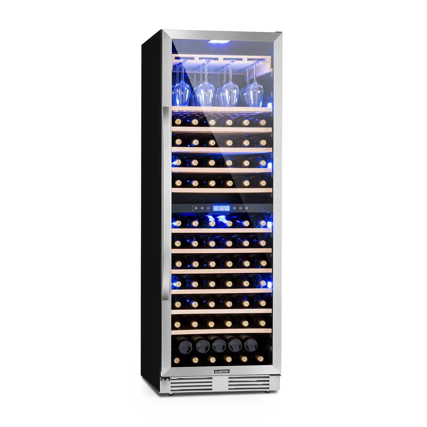 Klarstein Vinovilla Grande Duo, nagy kapacitású borhűtő, 425 liter, 165 palack, 3 színű LED világítás