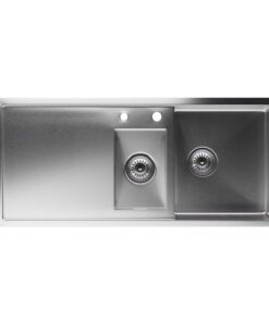 Klarstein TitanSteel konyhai mosogató lefolyóval, 100 x 45 cm, 2 mosogató, rozsdamentes acél, hőálló