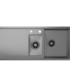 Klarstein TitanSteel konyhai mosogató lefolyóval, 100 x 45 cm, 2 mosogató, rozsdamentes acél, hőálló