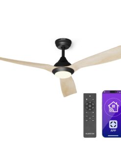 Klarstein Fiji Flow 2 az 1-ben Smart, mennyezeti ventilátor, Ø 132 cm, LED lámpa, távirányító, vezérlés applikáción keresztül, 2 menetirány