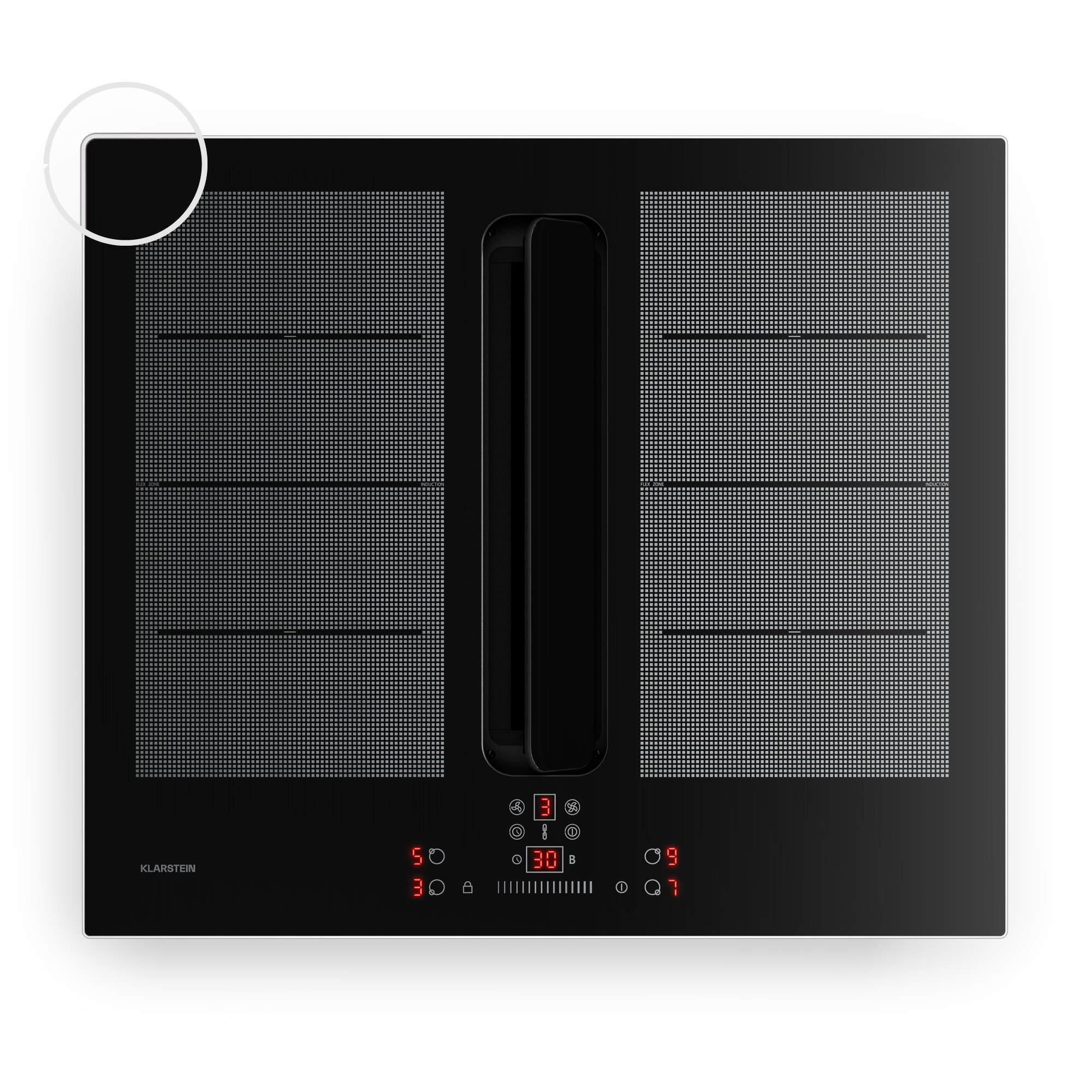 Klarstein ChefFusion indukciós főzőlap páraelszívóval | 4 főzőzóna | 7200 W | 504,3 m³/h | 60 cm